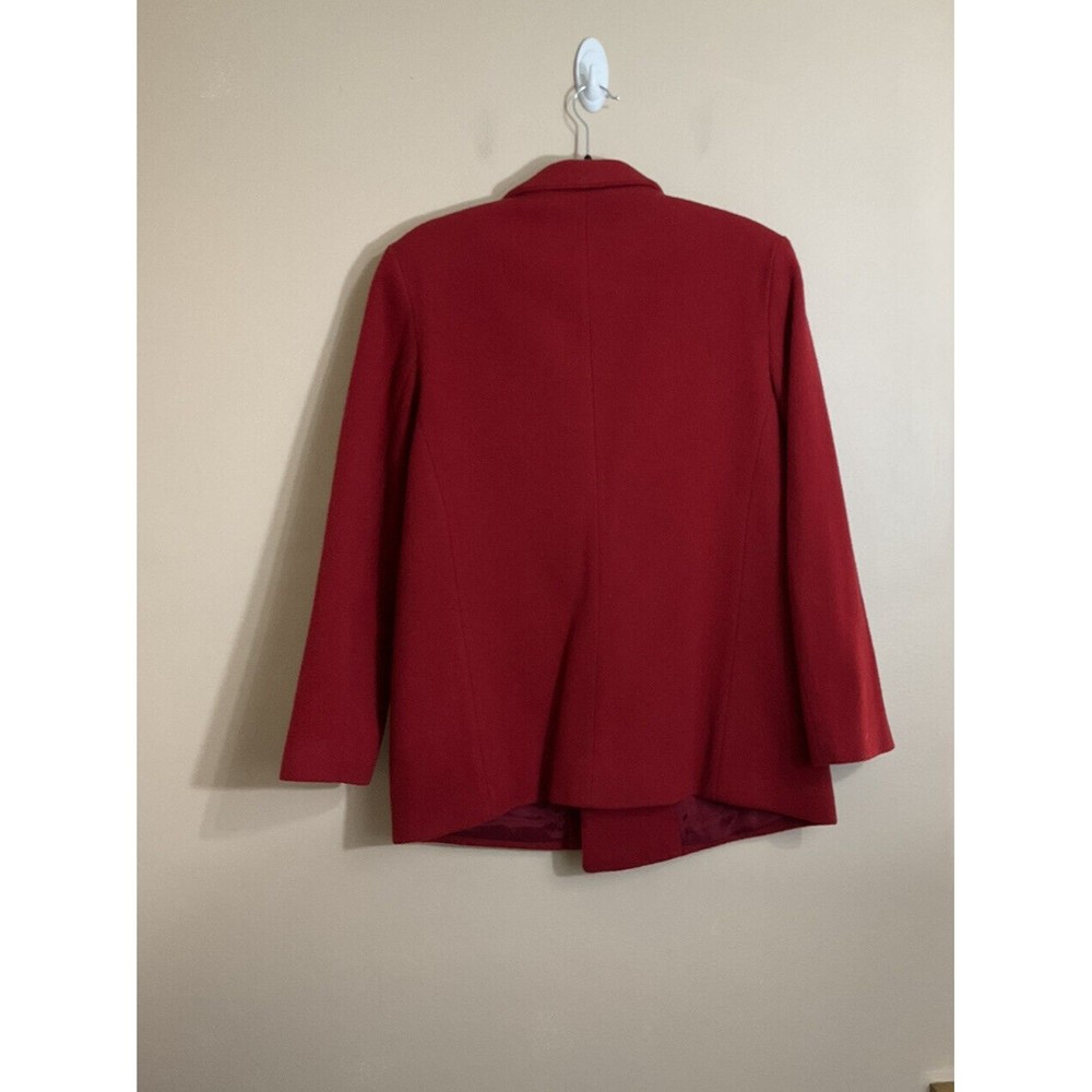 VTG Herman Geist Womens Wool Cashmere Oversized Blazer Size 10 Red Boxy Academia - Picture 2 of 4